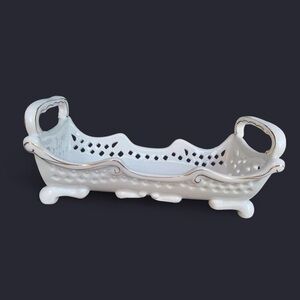 Porcelain Flatware Holder 24K Gold Trim by Godinger –Vintage Excellent Condition